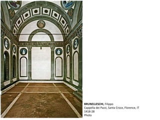 BRUNELLESCHI, Filippo
Cappella dei Pazzi, Santa Croce, Florence, IT
1418-28
Photo
 