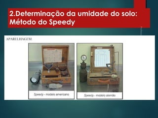 2.Determinação da umidade do solo:
Método do Speedy
 