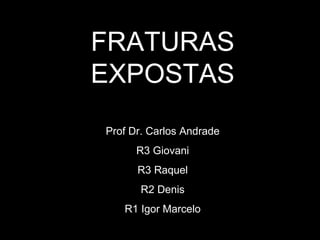 FRATURAS EXPOSTAS Prof Dr. Carlos Andrade R3 Giovani R3 Raquel R2 Denis R1 Igor Marcelo 