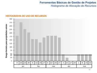 Ferramentas Básicas de Gestão de Projetos
Histograma de Alocação de Recursos
HISTOGRAMA DE USO DE RECURSOS
40
 