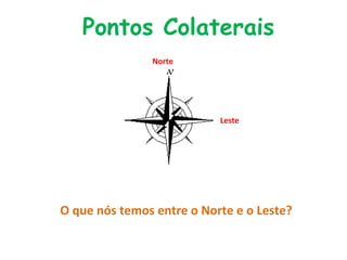 Pontos Colaterais
Leste
O que nós temos entre o Norte e o Leste?
Norte
 