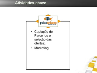 Atividades-chave




        • Captação de
          Parceiros e
          seleção das
          ofertas;
        • Marketing
 