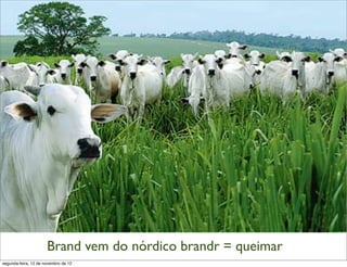 Brand vem do nórdico brandr = queimar
segunda-feira, 12 de novembro de 12
 