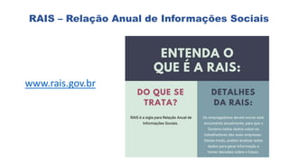 RAIS – Relação Anual de Informações Sociais
www.rais.gov.br
 