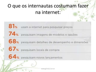 O que os internautas costumam fazer
             na internet:




              www.gamata.com.br
 