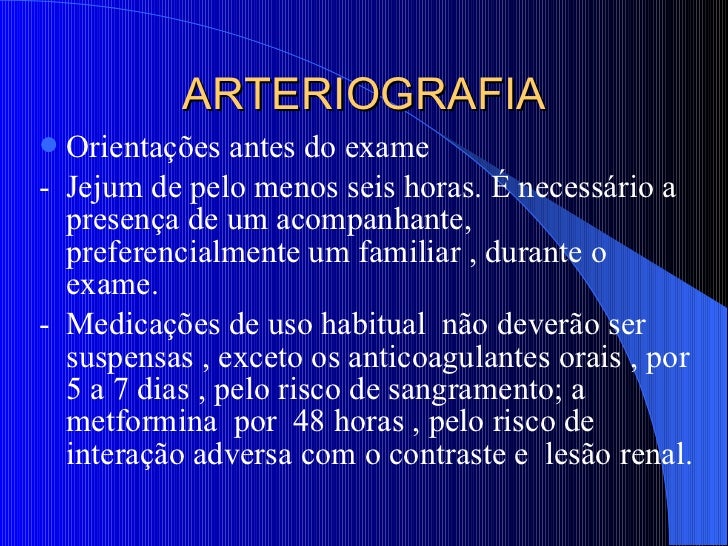 Exame de arteriografia