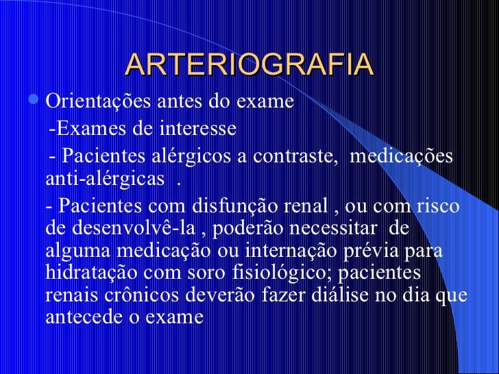 Exame de arteriografia