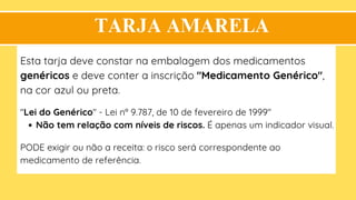 AULA SOBRE TARJAS DE MEDICAMENTOS, RECEITA E BULA | PPTX