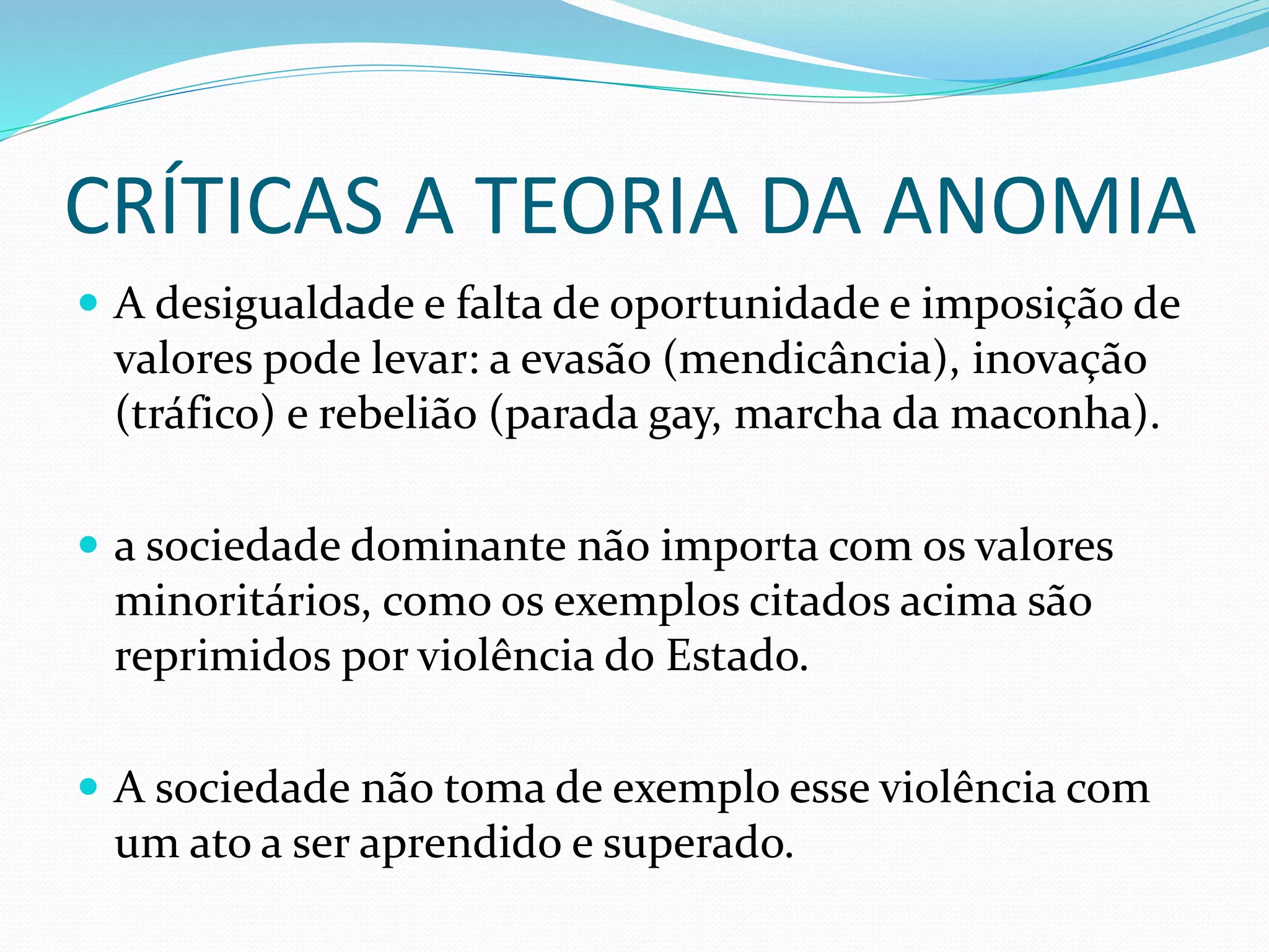 Teoria da Anomia: à luz dos pensamentos de Durkheim e Merton | PPTX