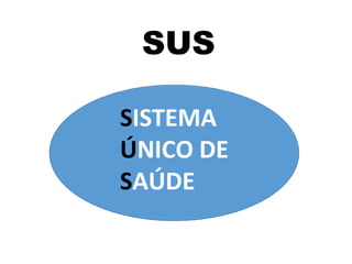 SUS
SISTEMA
ÚNICO DE
SAÚDE
 