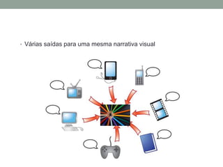 • Várias saídas para uma mesma narrativa visual
 