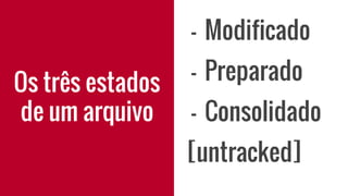 Os três estados
de um arquivo
- Modificado
- Preparado
- Consolidado
[untracked]
 
