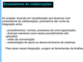 Como os  métodos  de desenvolvimento de software buscam tratar isso? Metodologias de apoio são fundamentais! Mas, há algo ainda anterior a isso que o processo de desenvolvimento de software precisa levar em conta: Uma organização é formada por   redes de  conversação   entre pessoas. 