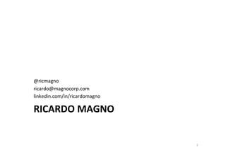 @ricmagno)
ricardo@magnocorp.com)
linkedin.com/in/ricardomagno)
RICARDO'MAGNO '
2)