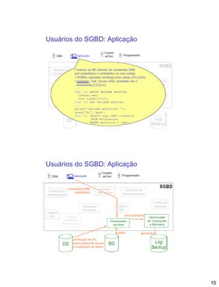 15
Usuários do SGBD: Aplicação
Usuários do SGBD: Aplicação
 