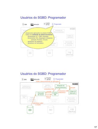 17
Usuários do SGBD: Programador
Usuários do SGBD: Programador
 