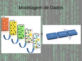 Modelagem de Dados
● O que são dados?
● O que é informação?
● Como gerar conhecimento a partir de
informações?
 