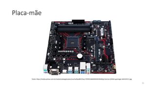 Placa-mãe
41
Fonte: https://media.pichau.com.br/media/catalog/product/cache/6ee86225acc73f593166d49264424d36/p/r/prime-b450m-gamingbr-ddr423211.jpg
 