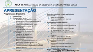 Aula 01 Apresentação da disciplina e considerações gerais sobre Vias de ...