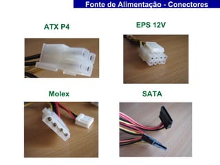 Fonte de Alimentação - Conectores


ATX P4                EPS 12V




 Molex                  SATA
 