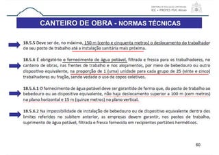 CANTEIRO DE OBRA - NORMAS TÉCNICAS
60
 