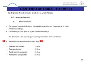 89
CANTEIRO DE OBRA – EXEMPLO
 