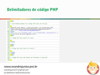 www.evandrojunior.pro.br
evandrojunior21@gmail.com
pt.slideshare.net/EvandroJunior
 