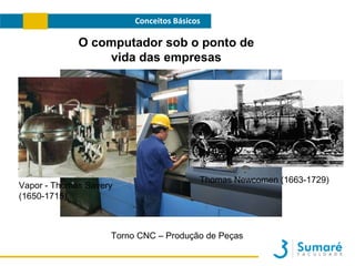 Conceitos Básicos

O computador sob o ponto de
vida das empresas

Vapor - Thomas Savery
(1650-1715),

Thomas Newcomen (1663-1729)

Torno CNC – Produção de Peças

 