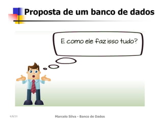 4/8/23 Marcelo Silva - Banco de Dados
Proposta de um banco de dados
 