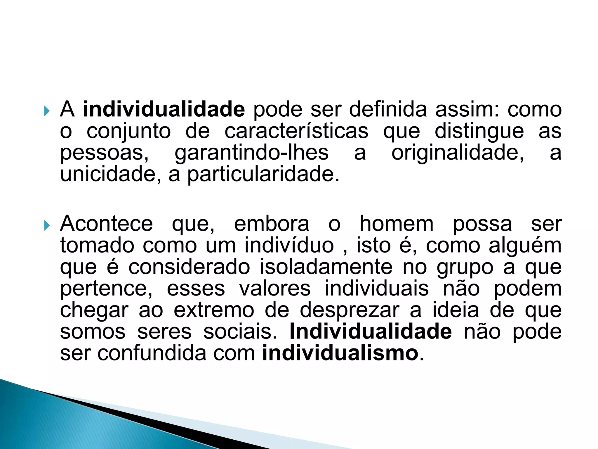 Aula 01 - Individualismo e coletividade | PPTX