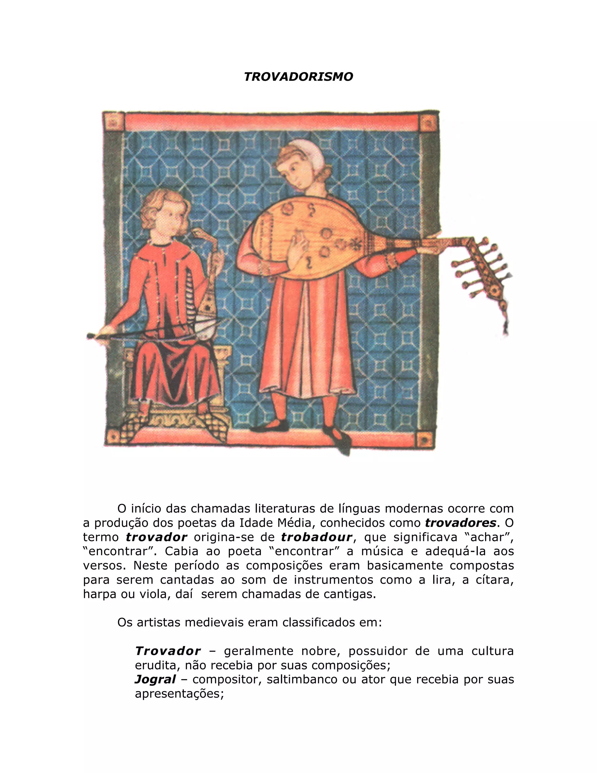 Aula 01 introdução e trovadorismo | PDF