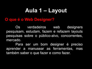 Aula 01 layout | PPTX