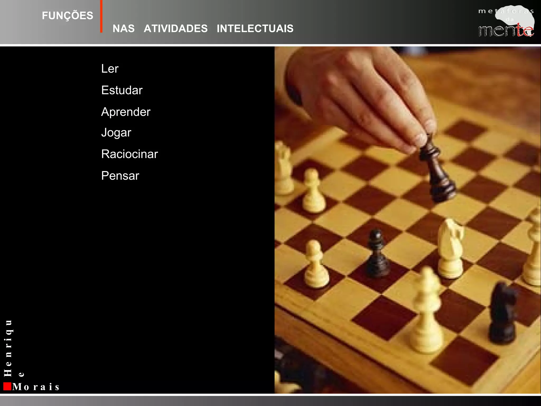 FUNÇÕESNAS   ATIVIDADES   INTELECTUAISLerEstudar AprenderJogarRaciocinarPensar