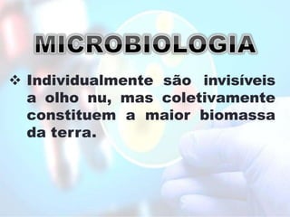  Individualmente são invisíveis
a olho nu, mas coletivamente
constituem a maior biomassa
da terra.
 