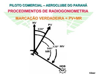 MARCAÇÃO VERDADEIRA = PV+MR PROCEDIMENTOS DE RADIOGONIOMETRIA César 