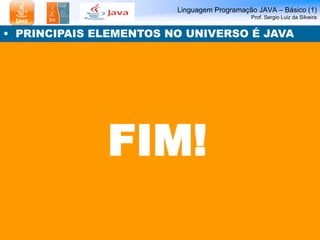 Linguagem Programação JAVA – Básico (1) 
Prof. Sergio Luiz da Silveira 
• PRINCIPAIS ELEMENTOS NO UNIVERSO É JAVA 
FIM! 
