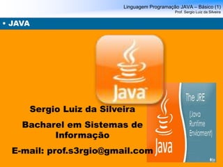 Linguagem Programação JAVA – Básico (1)
Prof. Sergio Luiz da Silveira
• JAVA
Sergio Luiz da Silveira
Bacharel em Sistemas ...
