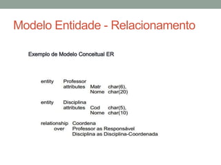 Modelo Entidade - Relacionamento
 