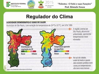 “Palestra - O Solo e suas Funções”
Prof. Rômulo Souza
Regulador do Clima
 