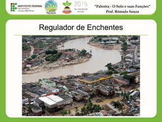“Palestra - O Solo e suas Funções”
Prof. Rômulo Souza
Regulador de Enchentes
 