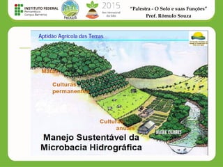 “Palestra - O Solo e suas Funções”
Prof. Rômulo Souza
 