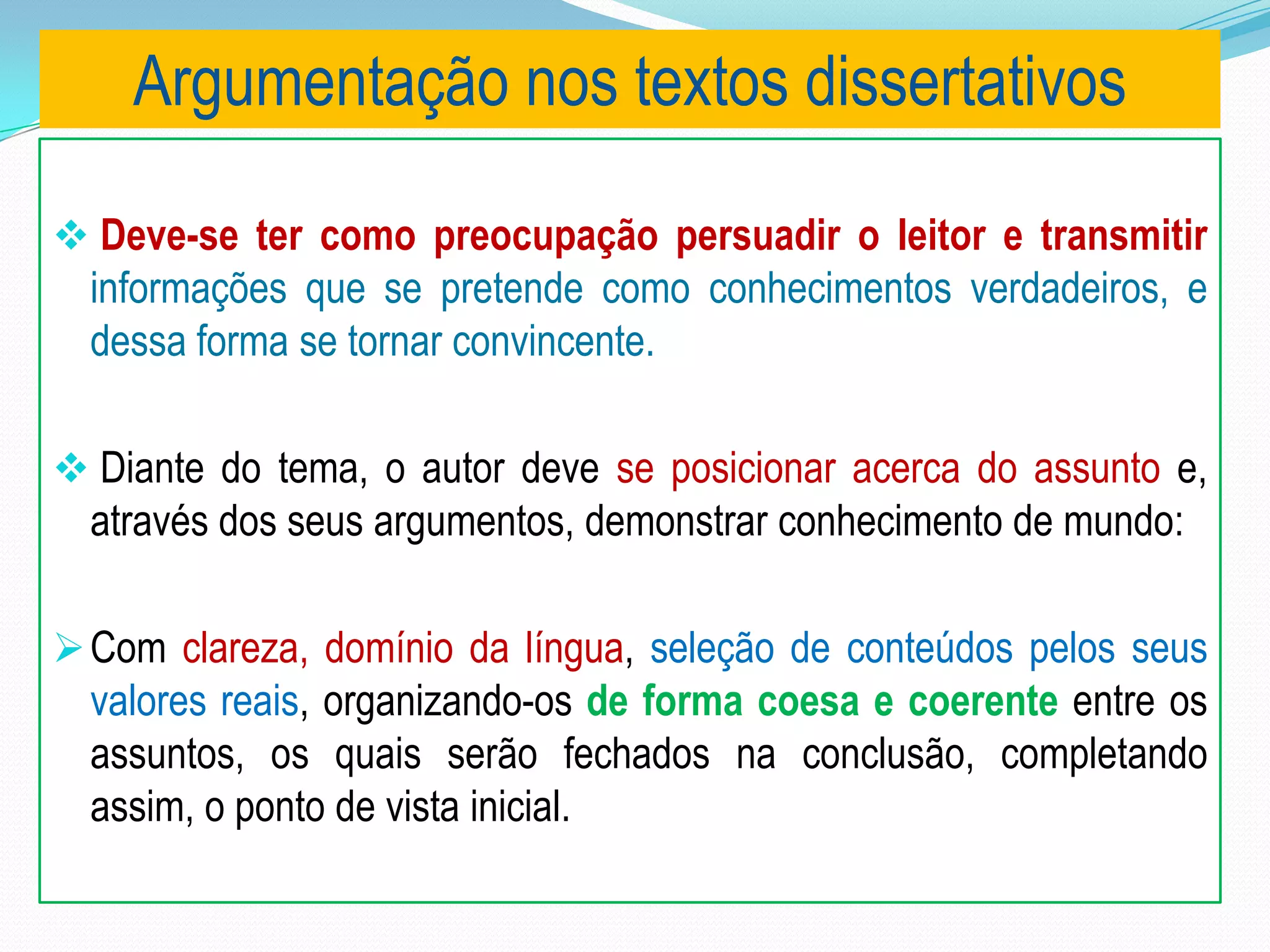 AULA 01 - TEXTO DISSERTATIVO-ARGUMENTATIVO - ESTRUTURA | PPTX