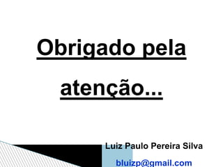 Obrigado pela
atenção...
Luiz Paulo Pereira Silva
bluizp@gmail.com
 