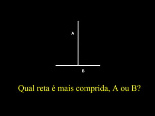 A
B
Qual reta é mais comprida, A ou B?
 