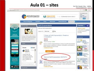 Prof. Me. Nivaldo J Silva - UNISAL –
Empreendedorismo – aula 01
Aula 01 – sitesAula 01 – sites
 