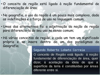 O conceito de região e sua discussão na Geografia | PPTX
