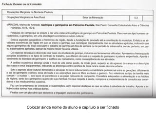 Izabel Meister
Colocar ainda nome do aluno e capítulo a ser fichado
 