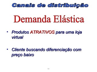 • Produtos ATRATIVOS para uma loja
  virtual

• Cliente buscando diferenciação com
  preço baixo


                   83
 