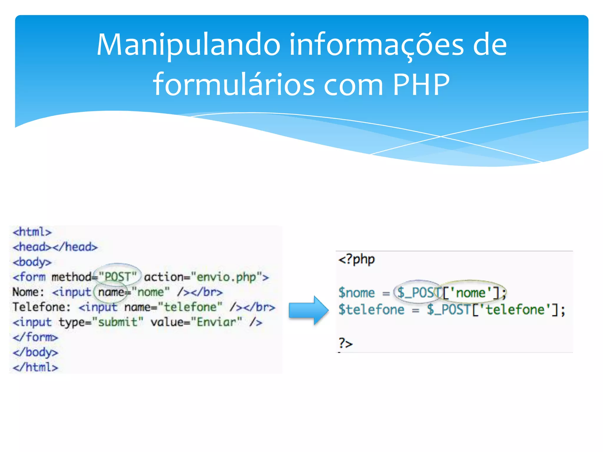 Manipulando informações de
   formulários com PHP
 