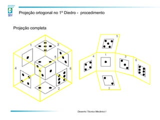 Desenho Técnico Mecânico I 
Projeção ortogonal no 1º Diedro - procedimento 
Projeção completa  